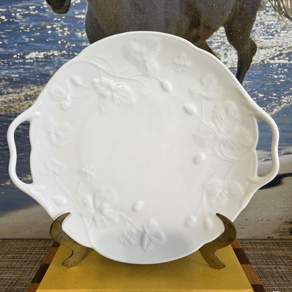 Classic White Floral Embossed Serving Platter
